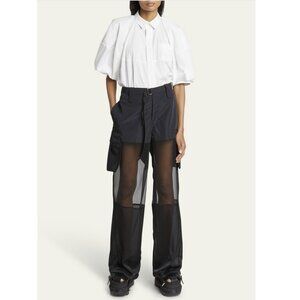SACAI Cargo Straight Trousers Pants with sheer panels  Sz 0